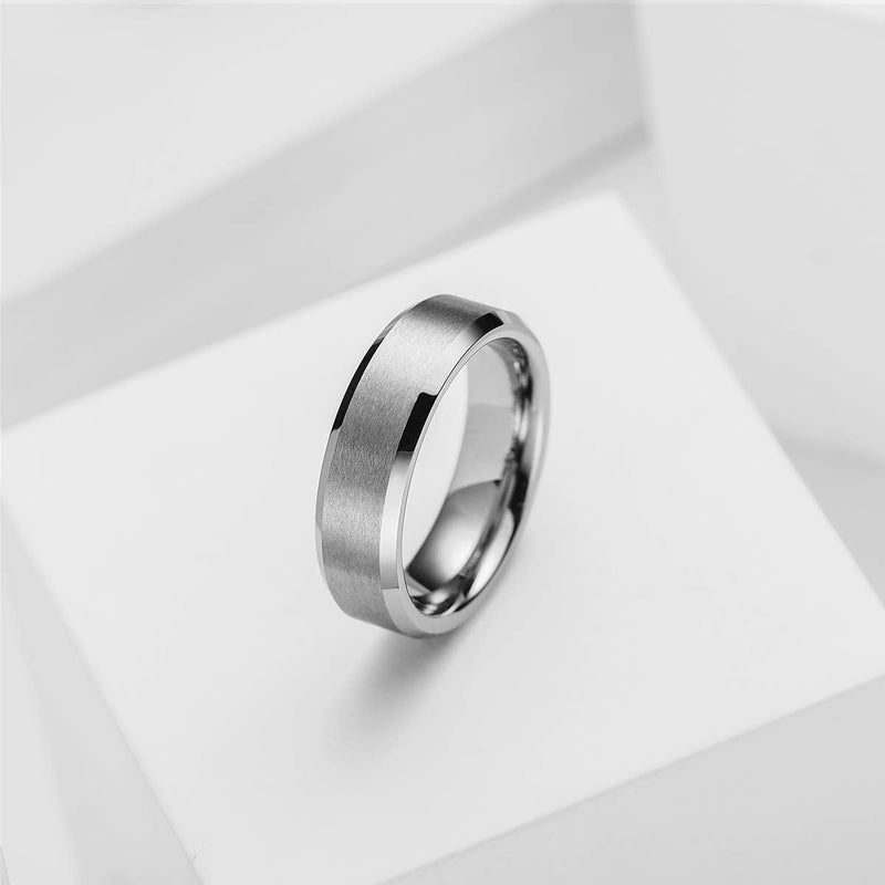 King Will Basic Unisex Silver/Black/Blue/Rose Gold/Gold/Purple Tungsten Carbide Matte Polished Finish Wedding Beveled Edge Engagement Band Ring for Men Women - Image 2